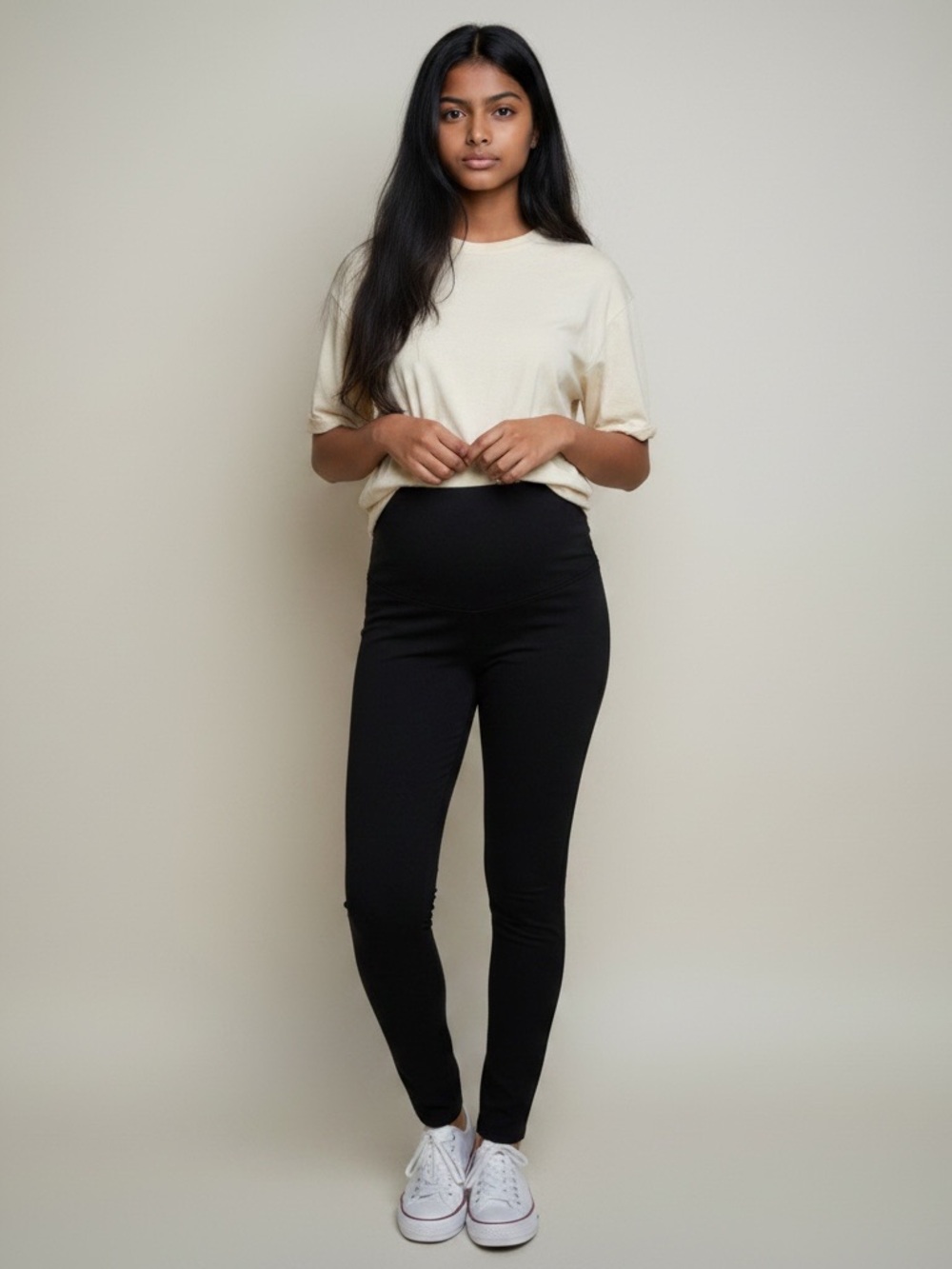 Liz Lange Maternity M Classic High-Waist Black Skinny Ponte Pants